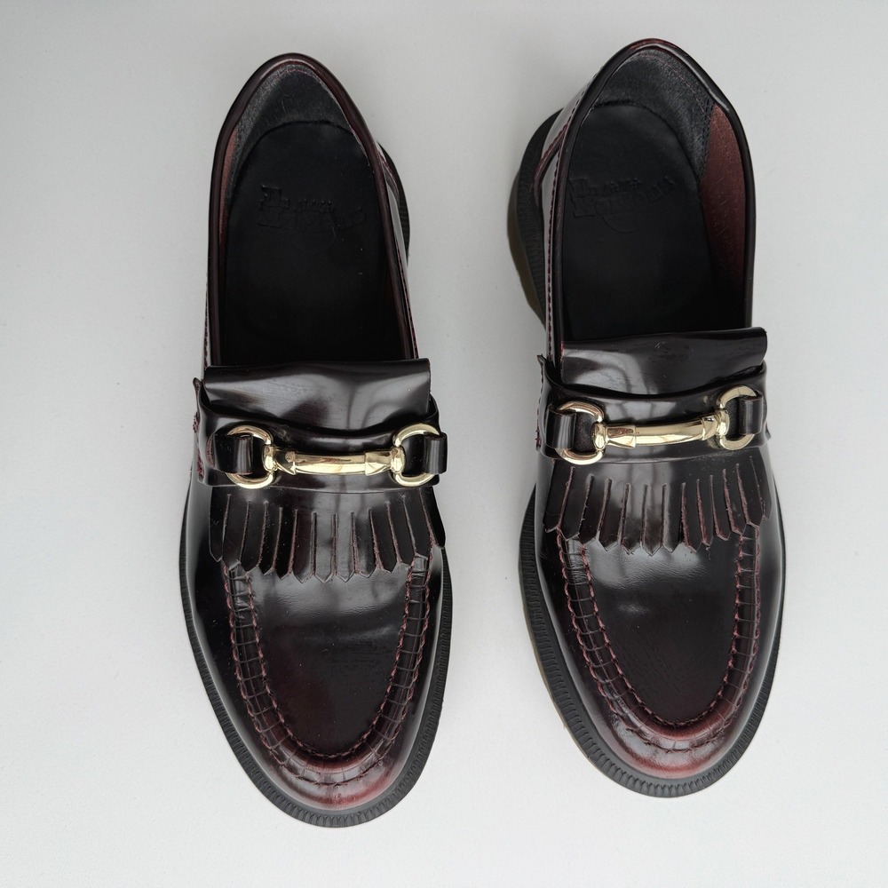 Dr. Martens Burgundy Leather Kiltie Bit Loafers